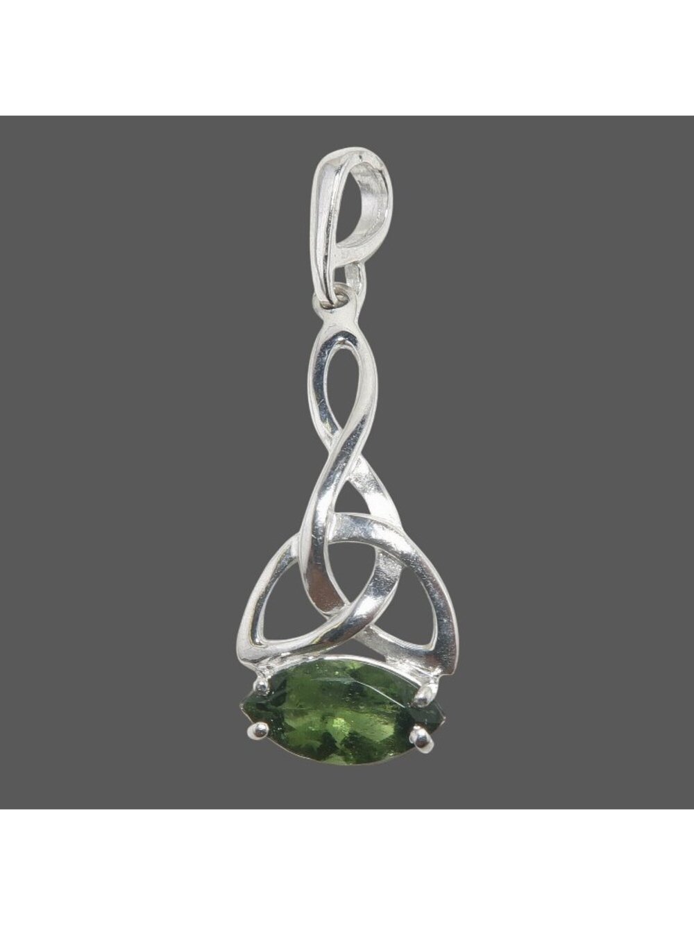 Moldavite Pendant Luck of the Irish Green Gemstone Celtic Knot Sterling Silver